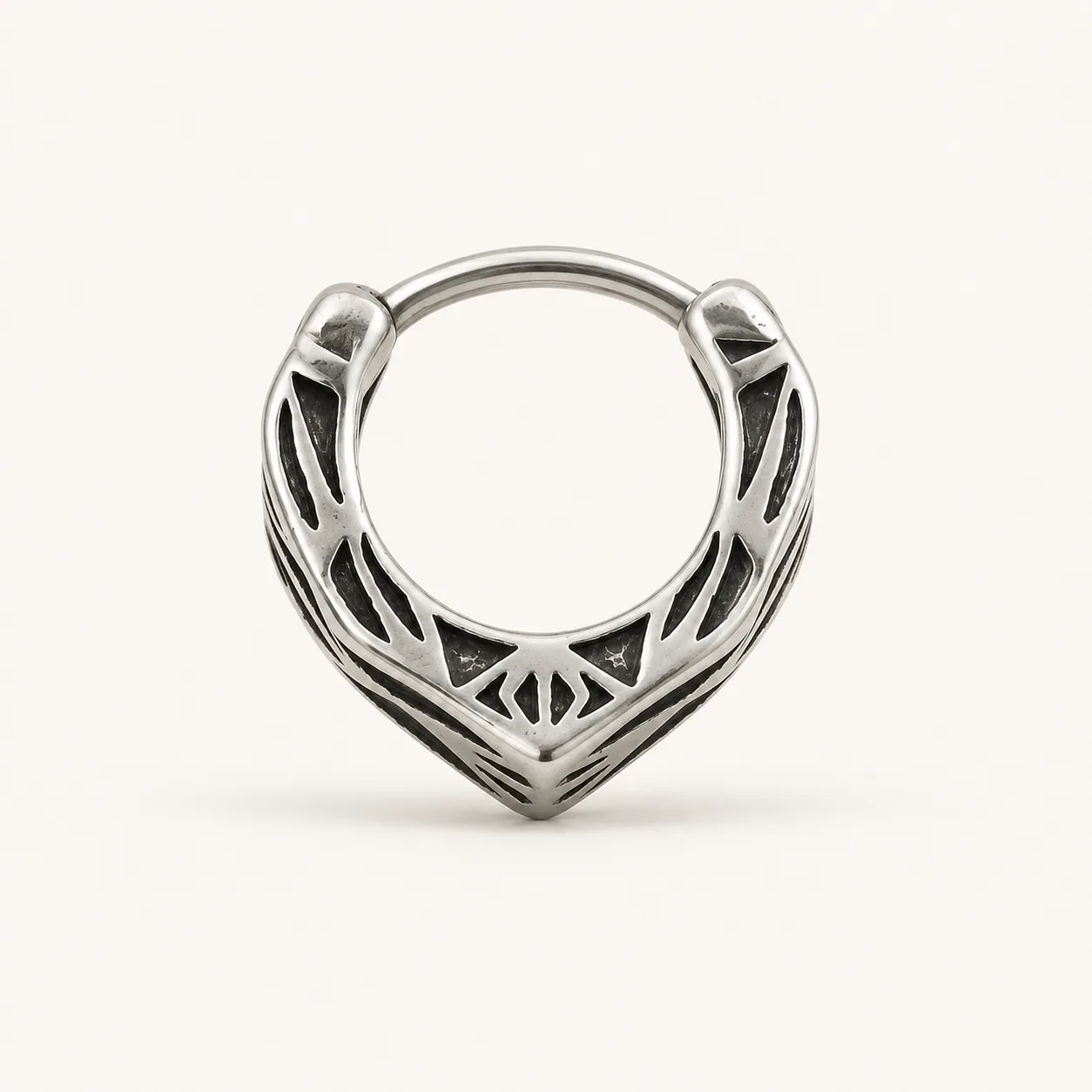 Vintage Sculpted 316L Stainless Steel Single Huggie Hoop Earring - Image 2