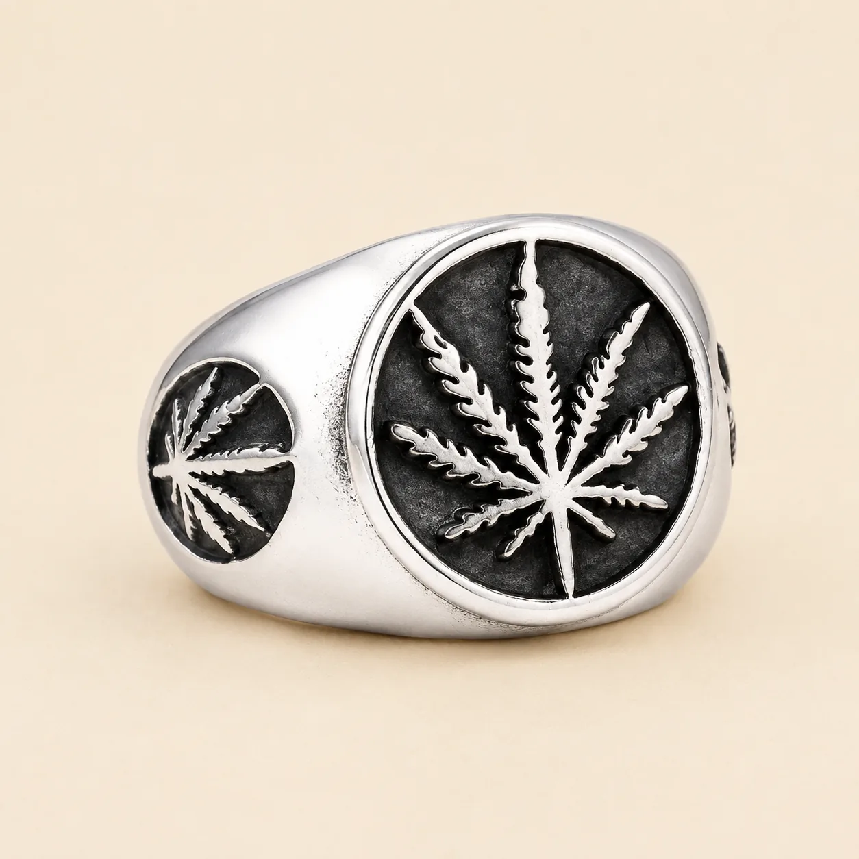 Vintage Tree of Life Stainless Steel Signet Ring - Image 5