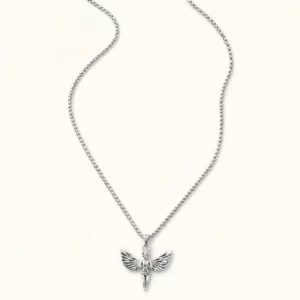 Vintage Winged Angel Pendant Necklace