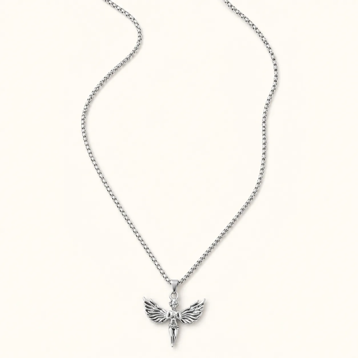 Vintage Winged Angel Pendant Necklace