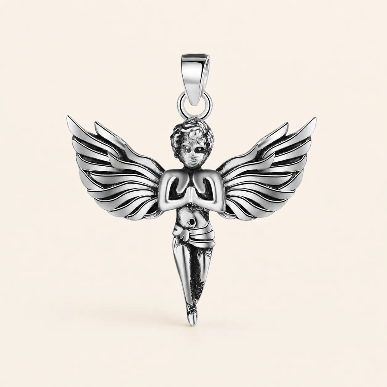 Vintage Winged Angel Pendant Necklace - Image 3