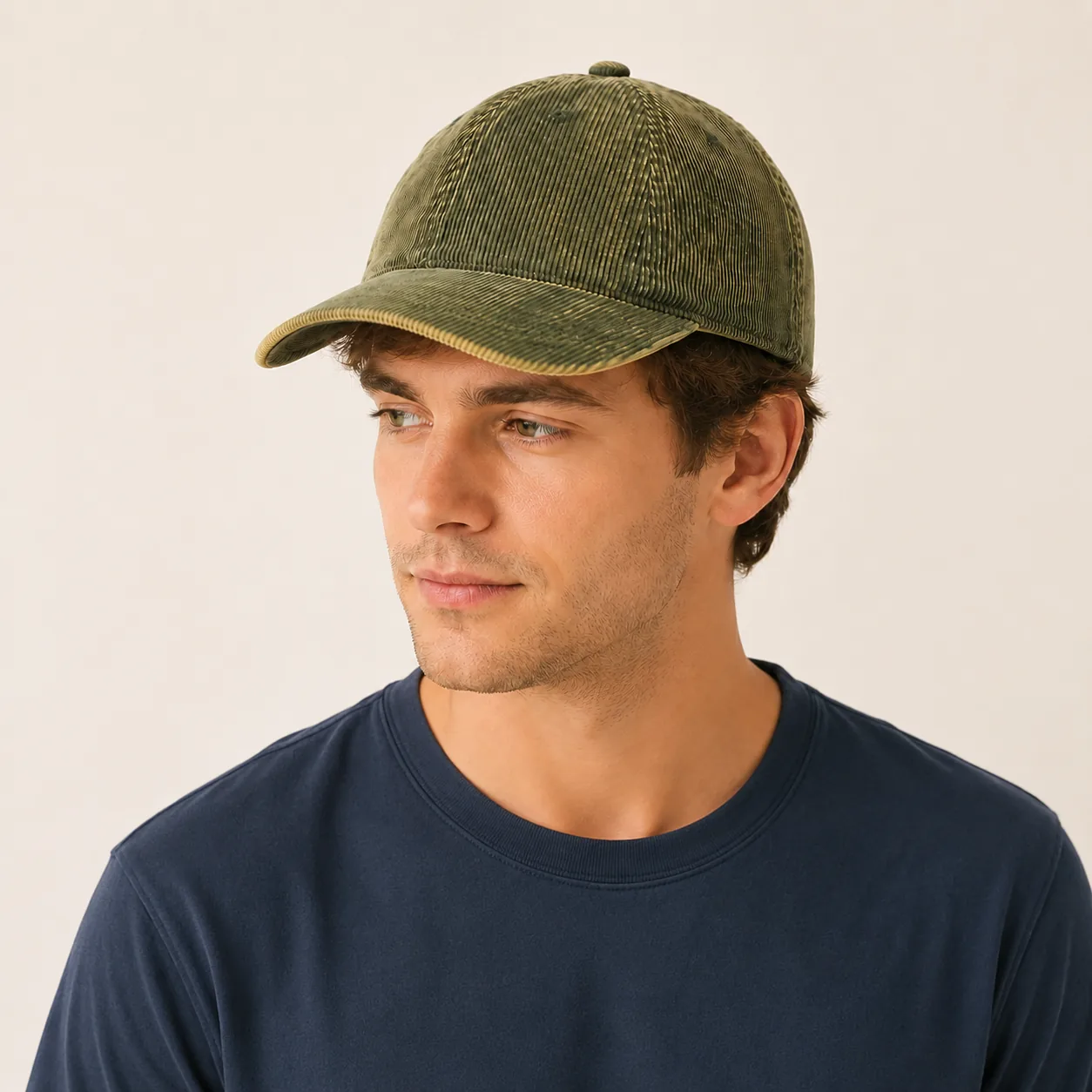 Washed Cotton Corduroy Adjustable Baseball Cap - Image 8