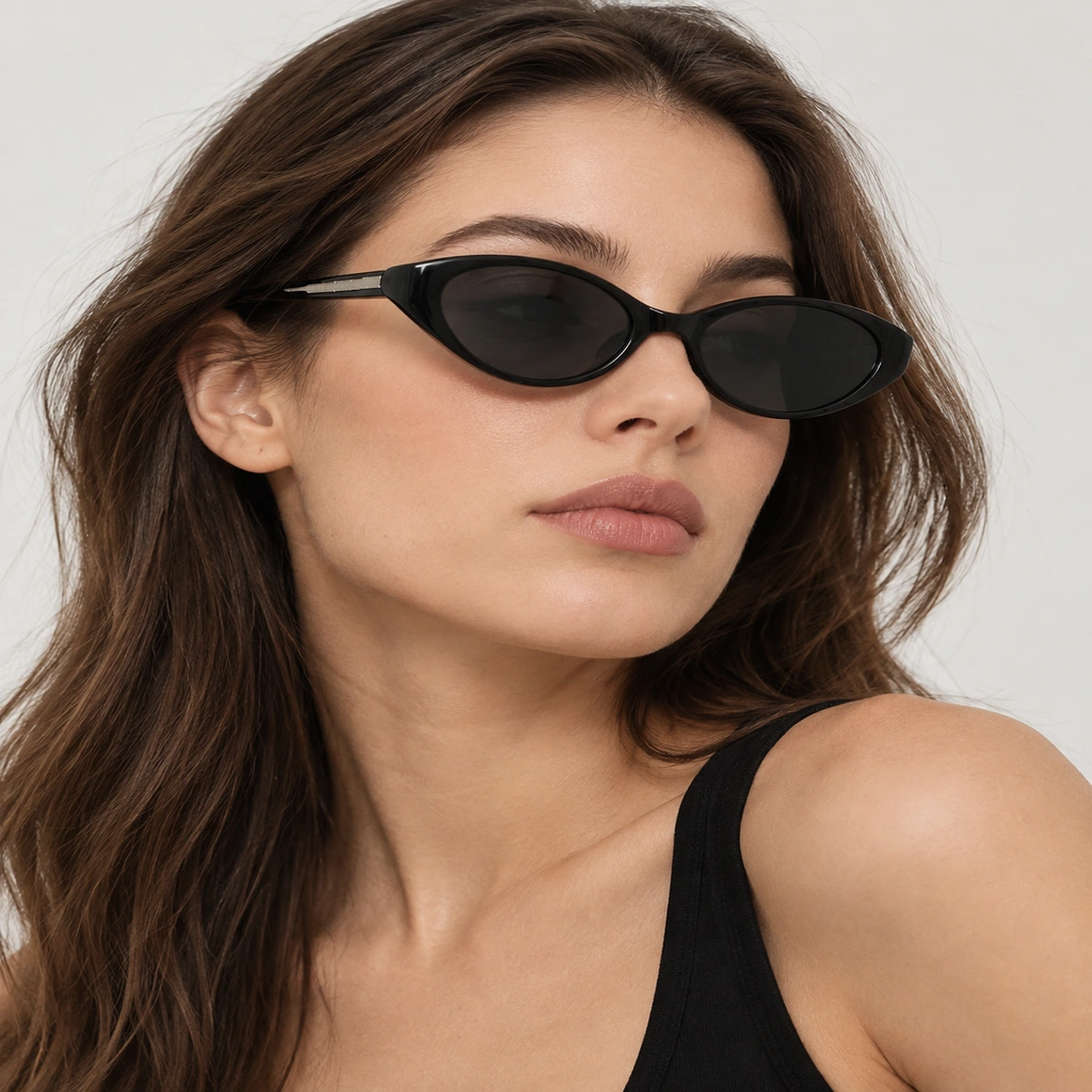 Narrow Oval UV400 Sunglasses - Image 7