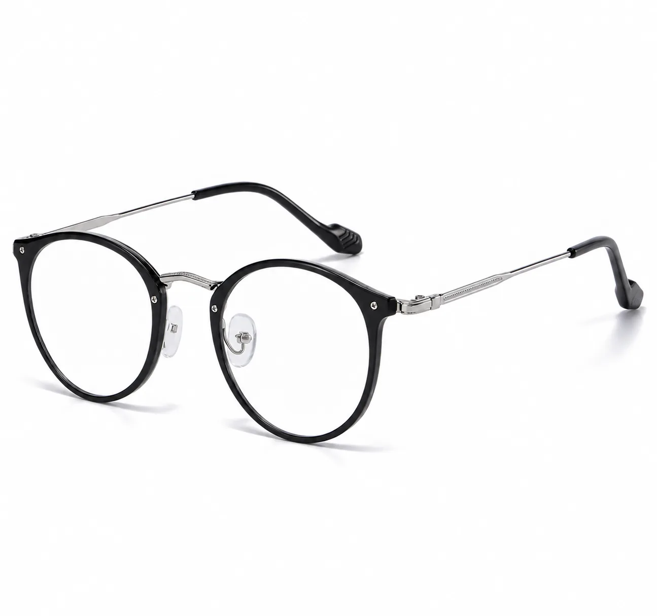 Retro Rivet Round Blue Light Glasses - Image 2
