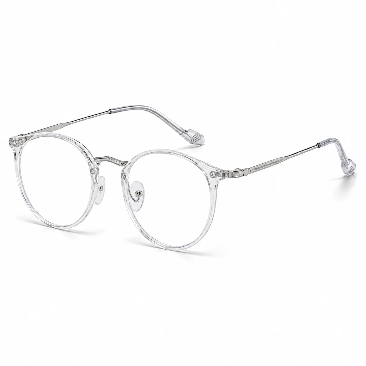 Retro Rivet Round Blue Light Glasses - Image 3