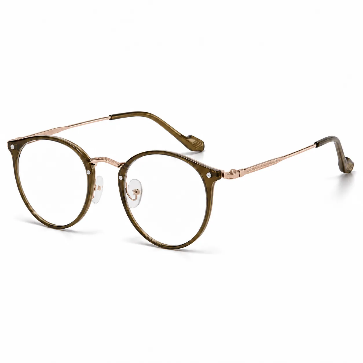 Retro Rivet Round Blue Light Glasses - Image 4