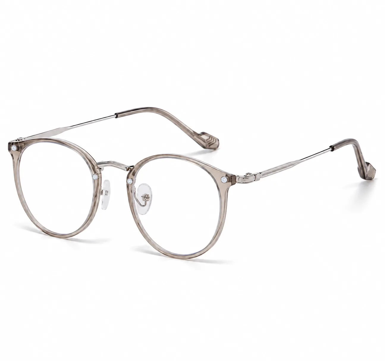 Retro Rivet Round Blue Light Glasses - Image 5