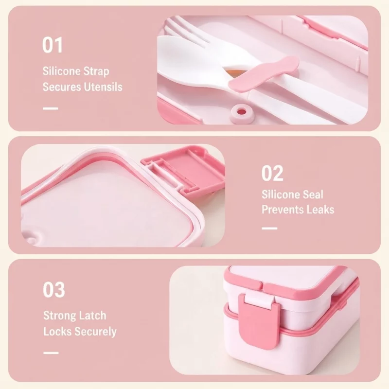 Stackable Double-Layer Bento Lunch Box - Image 4
