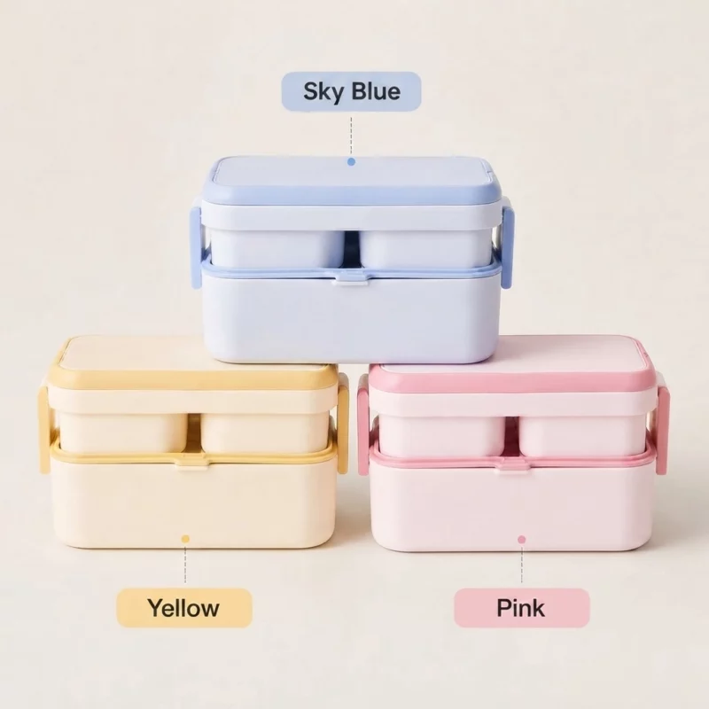 Stackable Double-Layer Bento Lunch Box - Image 5