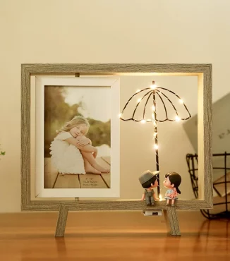 Nordic Style LED Double-Sided Rotating Photo Frame - 6 Inch Desktop Display-001