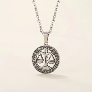 12 Zodiac Sign Stainless Steel Medallion Pendant