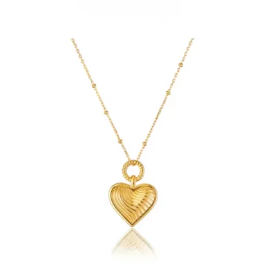 18K Gold-Plated Heart Pendant Necklace with Oversized Charm & Adjustable Chain
