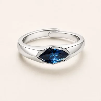 Adjustable Open-Band Marquise Stone Ring