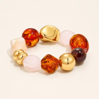 Chunky Resin Bead Bracelet with Gold-Plated Accents