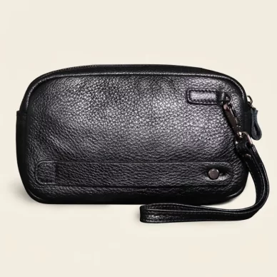 Cowhide Leather Wristlet Wallet Clutch