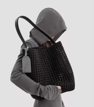 Genuine Leather Woven-Style Bucket Tote – Large-Capacity Shoulder Bag-1