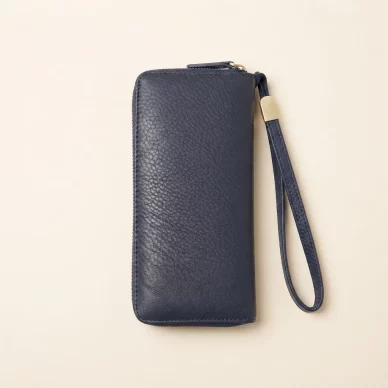 Genuine Leather Zip-Around Wristlet Wallet