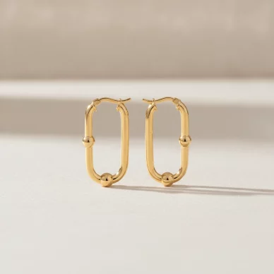 Gold-Tone Paperclip Hoop Earrings