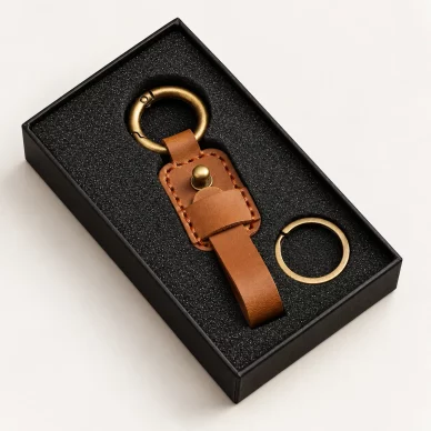 Hand-Stitched Top-Grain Leather Key Fob