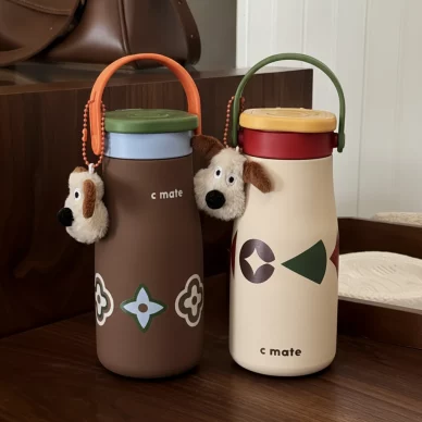 Insulated Ceramic-Coated Coffee Cup with Silicone Straw, 600ml Portable Travel Tumbler
