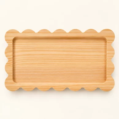 Scalloped Solid Wood Decorative Tray