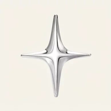 Sculpted Four-Point Starburst Brooch Pin