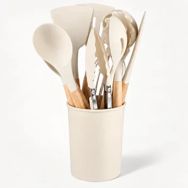 Silicone & Rubberwood Kitchen Utensil Set