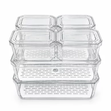 Stackable Clear Refrigerator Storage Container Set