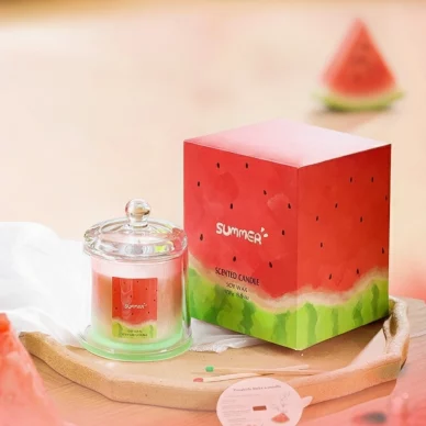 Summer-Inspired Frosted Gradient Soy Wax Scented Candle with Glass Cloche, 5.3 oz