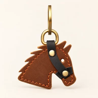 Top-Grain Cowhide Horse Keychain
