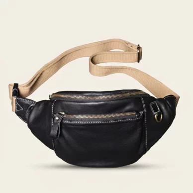 Top-Grain Leather Sling Chest Bag Waist Pack