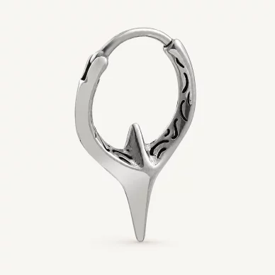 Vintage Sculpted 316L Stainless Steel Single Huggie Hoop Earring