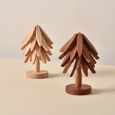 Expandable Wooden Trivet & Coaster Set – Tree-Shaped Heat-Resistant Table Protector